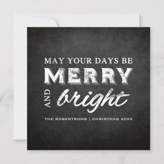 Merry & Bright - Weihnachten Rustikales Chalkboard (Vorderseite)