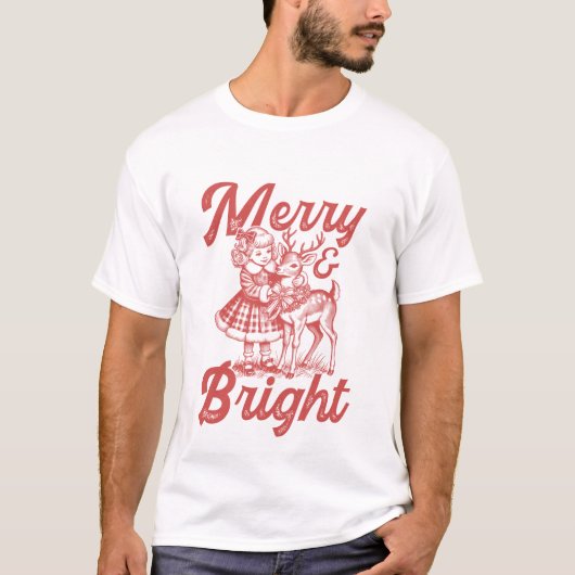 Merry & Bright - Weihnachten T-Shirt (Vorderseite)