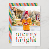 Merry & Bright Weihnachts-Fotokarte Ankündigung (Vorne/Hinten)