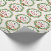 Merry & Bright Weihnachts-Wreath-Muster Geschenkpapier (Ecke)