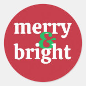 "Merry & Bright" Weihnachtsaufkleber Runder Aufkleber (Vorderseite)