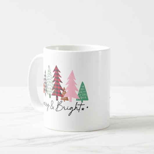 Merry & Bright Weihnachtsbaumen Kaffeetasse (Vorderseite Links)