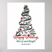 Merry & Bright | Weihnachtsbaumtypografie Poster (Vorne)