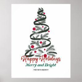 Merry & Bright | Weihnachtsbaumtypografie Poster