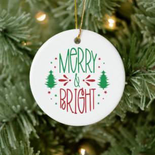 Merry & Bright Weihnachtsdekoration Keramik Ornament