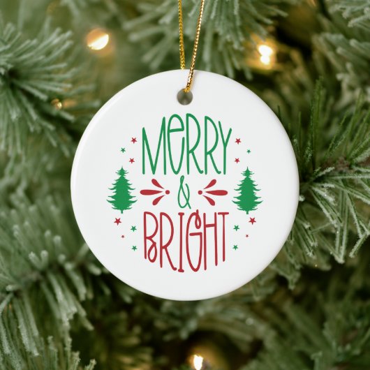 Merry & Bright Weihnachtsdekoration Keramik Ornament (Baum)