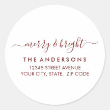 Merry Bright Weihnachtsfeiertag Rote Rücksendeadre