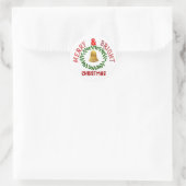 Merry & Bright Weihnachtskleber Runder Aufkleber (Tasche)
