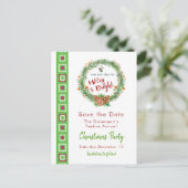 Merry & Bright Weihnachtskranz Save the Date Postkarte (Stehend Vorderseite)