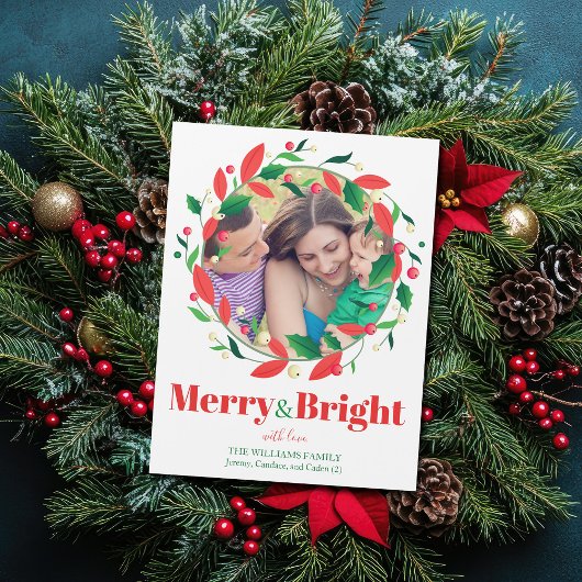 Merry & Bright Weihnachtsmann Foto Magnet Card