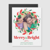 Merry & Bright Weihnachtsmann Foto Magnet Card (Vorne/Hinten)