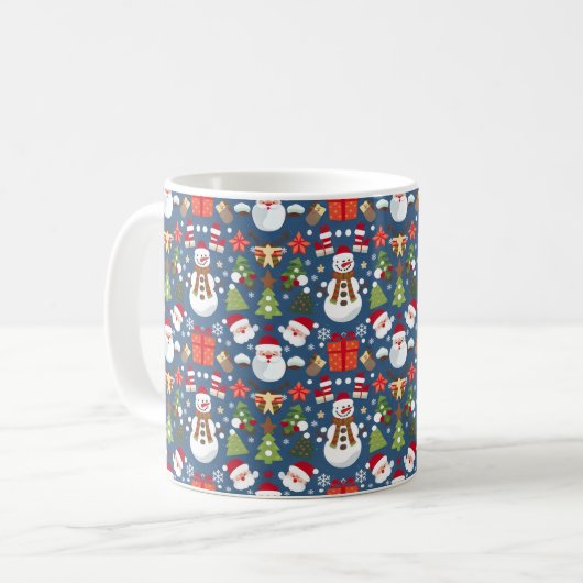Merry & Bright Weihnachtsmuster Kaffeetasse (Vorderseite Links)