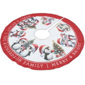 Merry Bright Weihnachtspinguine White Red Polyester Weihnachtsbaumdecke (Schrägansicht)