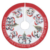 Merry Bright Weihnachtspinguine White Red Polyester Weihnachtsbaumdecke (Vorderseite)