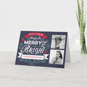 Merry & Bright Weihnachtstypografie Custom Banner Feiertagskarte