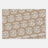 Merry & Bright White Christmas Tree Lights Kraft Geschenkpapier Set (Vorderseite)