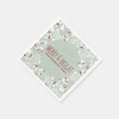 Merry & Bright White & Red Christmas Symbole Serviette (Ecke)