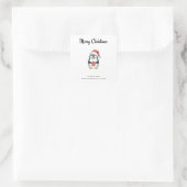 "Merry & Bright with Penguins" Quadratischer Aufkleber (Tasche)