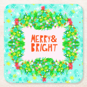 Merry & Bright Wraath Rechteckiger Pappuntersetzer