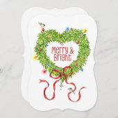 Merry & Bright Wreath Feiertagskarte (Vorne/Hinten)