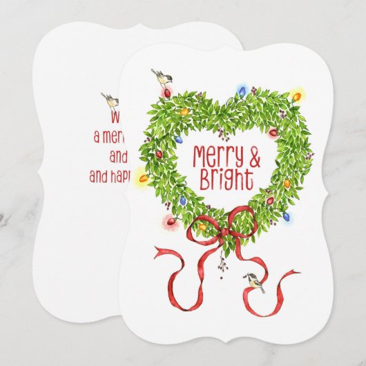Merry & Bright Wreath Feiertagskarte (Vorne/Hinten)