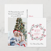 Merry & Bright Wreath Feiertagspostkarte (Vorne/Hinten)