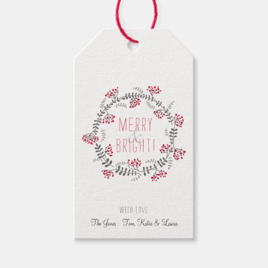 Merry & Bright Wreath Geschenkanhänger (Vorderseite)