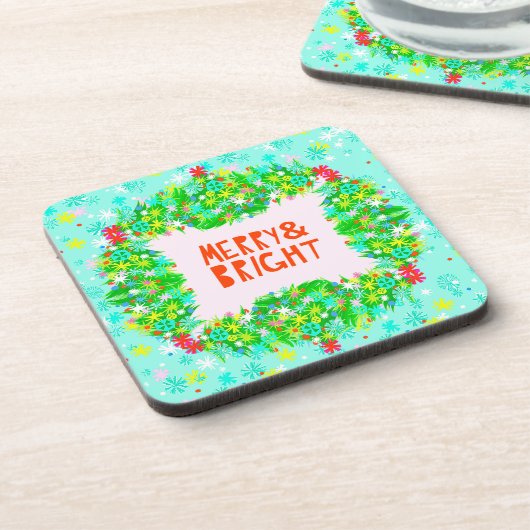 Merry & Bright Wreath Getränkeuntersetzer (Linke Seite)