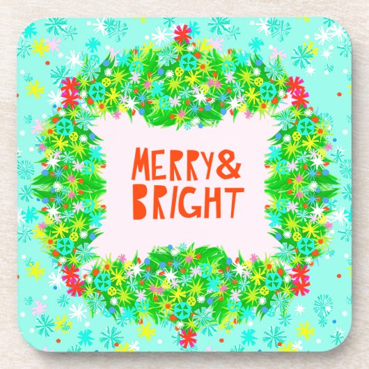Merry & Bright Wreath Getränkeuntersetzer (Vorderseite)
