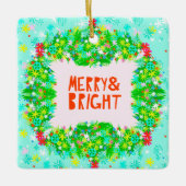 Merry & Bright Wreath Keramikornament (Vorderseite)