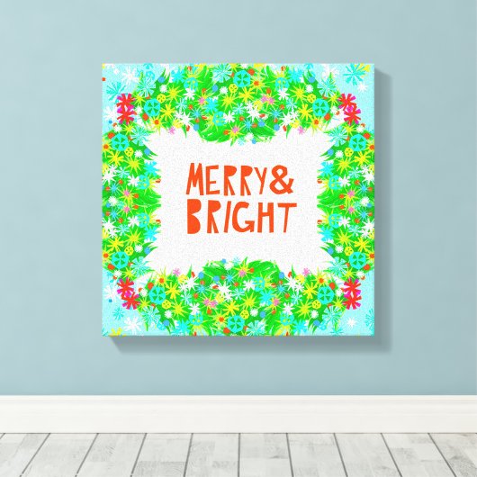 Merry & Bright Wreath Leinwanddruck (Insitu (Holzboden))