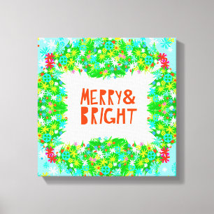 Merry & Bright Wreath Leinwanddruck