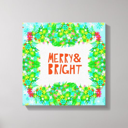 Merry & Bright Wreath Leinwanddruck (Vorderseite)