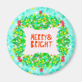 Merry & Bright Wreath Magnet (Vorne)