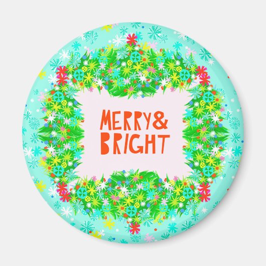 Merry & Bright Wreath Magnet (Vorne)