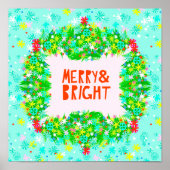 Merry & Bright Wreath Poster (Vorne)