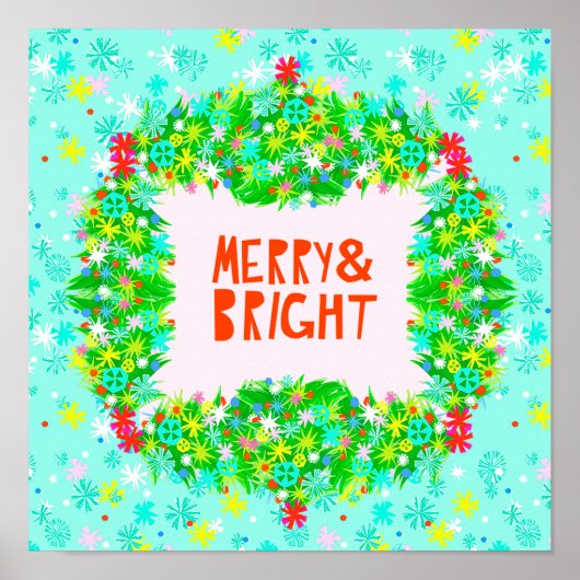 Merry & Bright Wreath Poster (Vorne)