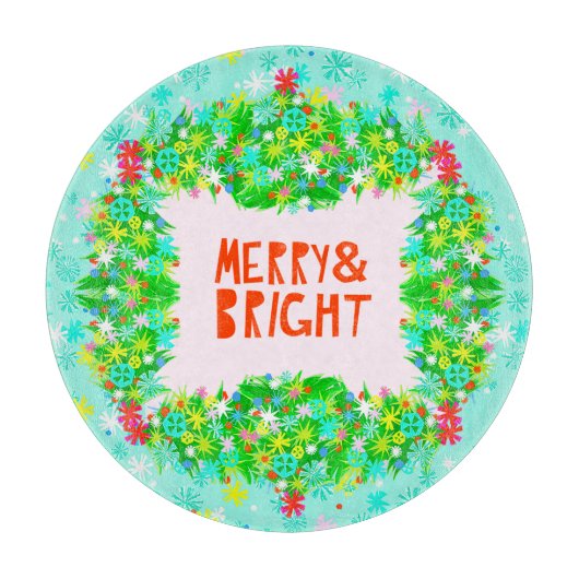 Merry & Bright Wreath Schneidebrett (Vorderseite)