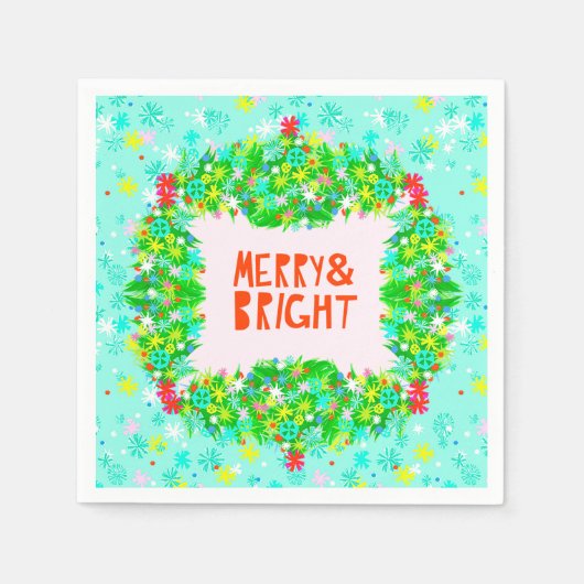 Merry & Bright Wreath Serviette (Vorderseite)