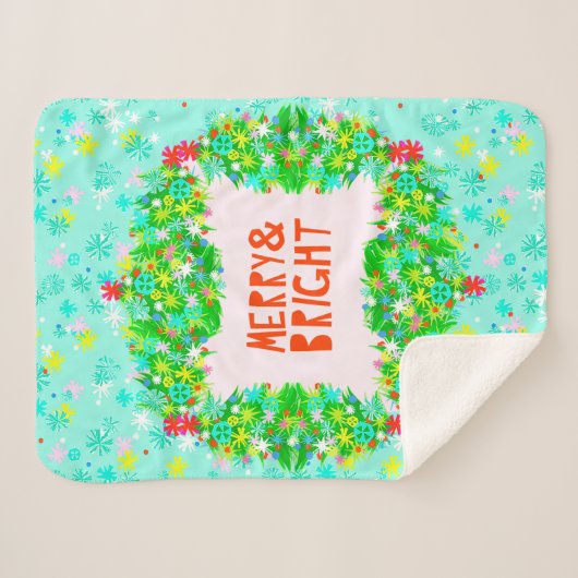 Merry & Bright Wreath Sherpadecke (Vorderseite (Horizontal))