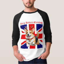 Merry British Christmas Corgi Reindeer Antlers