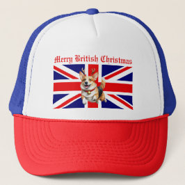 Merry British Christmas Corgi Reindeer Antlers Truckerkappe
