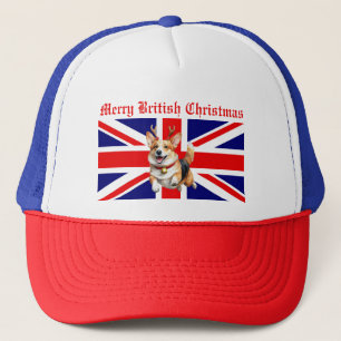 Merry British Christmas Corgi Reindeer Antlers Truckerkappe