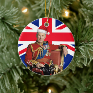 Merry British Christmas King Charles III Keramik Ornament