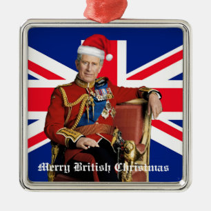 Merry British Christmas King Charles III Ornament Aus Metall