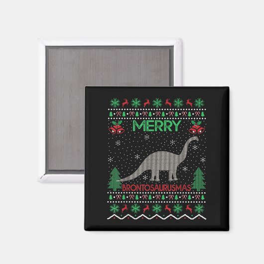 Merry Brontosaurus Xmas Gift Ugly Brontosaurus Chr Magnet (Vorderseite/Rückseite)