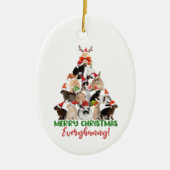 Merry Bunny Christmas Keramik Ornament (Vorne)