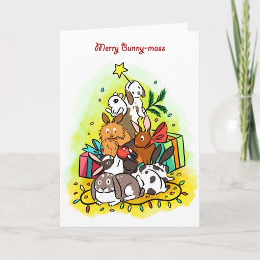 Merry Bunny-masse Feiertagskarte (Vorderseite)