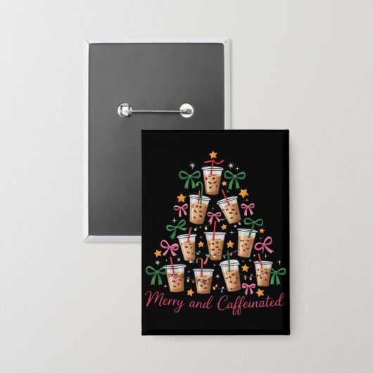 Merry & Caffeinated Xmas Coquette Coffee Latte Button (Vorderseite/Rückseite)