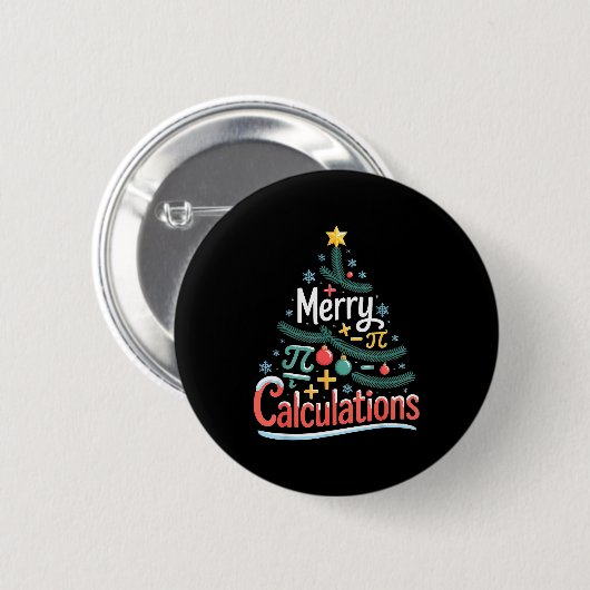 Merry Calculations Funny Math Teacher Christmas  Button (Vorne & Hinten)